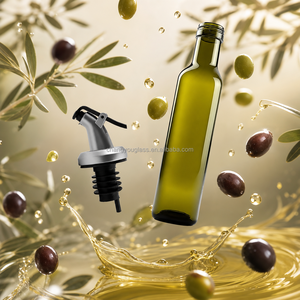 Botella de <span class=keywords><strong>Vidrio</strong></span> para Aceite de Oliva Comestible, Color Ámbar Verde Oscuro, Cuadrada o Redonda, con Tapa, Apta para Alimentos - Product Image 4