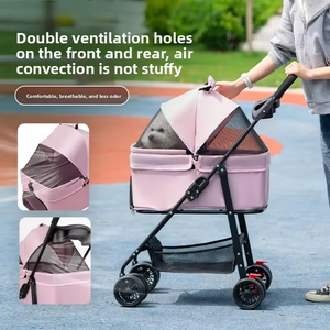 Poussette de transport pliable et légère pour animaux de compagnie, <span class=keywords><strong>chien</strong></span> et chat, avec <span class=keywords><strong>panier</strong></span> respirant, chariot de voyage portable pour chiots - Product Image 1