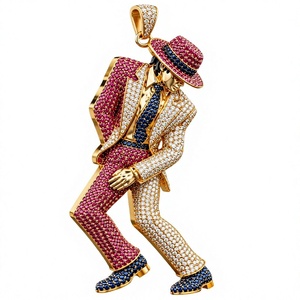 Colgante de Moissanita Color Oro 18K con Figura de Cubo de Hielo Multicolor, Joyería con Diamantes de Imitación para Hombre - Product Image 1
