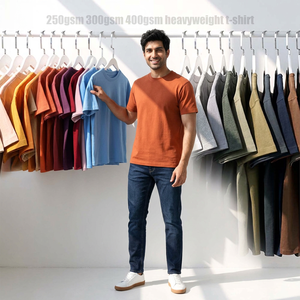 เสื้อยืดผ้าฝ้าย100% 300แกรมสำหรับผู้ชายขนาดใหญ่พิเศษเสื้อยืดถักทรงโอเวอร์ไซส์ออกแบบโลโก้ได้ตามต้องการ - Product Image 1