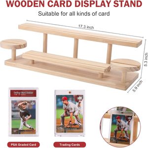 Wooden Card Display Rack Multi Tiered <b>Desktop</b> Organizer For Trading Cards Storage - Product Image 4