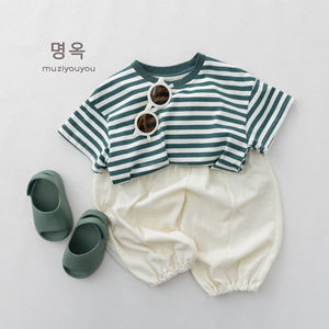 D2758 Leggings longs et larges pour bébés garçons et enfants, style Joker, couleur unie Morandi, taille élastique, basiques, décontractés, fins pour l'été - Product Image 3