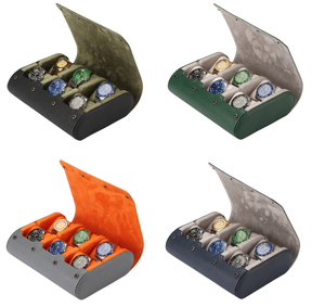 Estuche <span class=keywords><strong>de</strong></span> Viaje para <span class=keywords><strong>Relojes</strong></span> <span class=keywords><strong>de</strong></span> Cuero con 6 Ranuras, <span class=keywords><strong>Organizador</strong></span> <span class=keywords><strong>de</strong></span> <span class=keywords><strong>Relojes</strong></span> Portátil, <span class=keywords><strong>Caja</strong></span> <span class=keywords><strong>de</strong></span> Almacenamiento con Botón a Presión y Forro <span class=keywords><strong>de</strong></span> Felpa Suave - Product Image 1