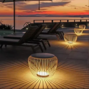 Lampu furnitur luar ruangan, lampu kursi surya led 3d motif lanskap, lampu dekorasi seni baru, lampu kursi taman rumput, lampu Modern