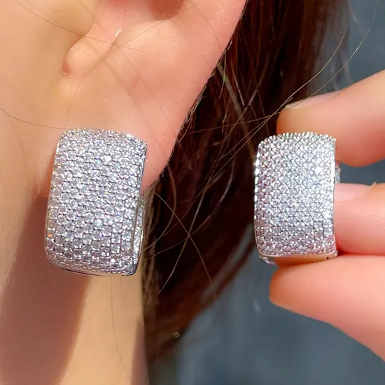 CAOSHI Full Cubic Zirconia Earrings for Women Bling Bling Temperament Women Luxury Bridal Wedding Hot Selling Hoop Earrings