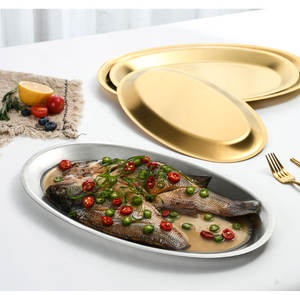 <span class=keywords><strong>Assiette</strong></span> ovale en acier inoxydable doré pour poisson, vente en gros d'usine, plateau alimentaire <span class=keywords><strong>pas</strong></span> <span class=keywords><strong>cher</strong></span>, différentes tailles disponibles - Product Image 3