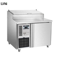 Table de préparation en acier inoxydable de bonne qualité, banc congélateur, réfrigérateur de préparation de pizzas, refroidissement par air, 3 portes, commande numérique, dégivrage automatique