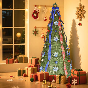 Árbol <span class=keywords><strong>de</strong></span> <span class=keywords><strong>Navidad</strong></span> Decorativo <span class=keywords><strong>de</strong></span> Tela <span class=keywords><strong>de</strong></span> 6 Pies con Ramas <span class=keywords><strong>de</strong></span> Pino Artificiales Brillantes para Decoración Festiva - Product Image 4
