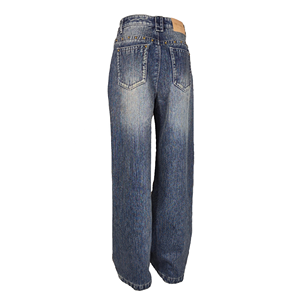 Jeans droits à jambes larges taille haute 100% coton <span class=keywords><strong>pour</strong></span> femmes, style streetwear Y2K |   <span class=keywords><strong>Jean</strong></span> délavé moyen avec détails rivetés <span class=keywords><strong>pour</strong></span> <span class=keywords><strong>femme</strong></span>, idéal <span class=keywords><strong>pour</strong></span> les trajets quotidiens - Product Image 4