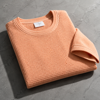T-shirt Homme Col Rond Manches Courtes en Maille Gaufrée Unie – Vêtement d'Été Tendance, Décontracté, Respirant, Coupe Ample, Mélange Synthétique