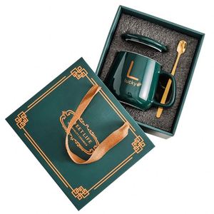 Custom Nordic Heating Ceramic Coffee <b>Mug</b> Gift Set Lid Spoon Customizable Logo Color Corporate Promotion Father's Day Gifts - Product Image 2