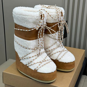 Bottes d'hiver antidérapantes de haute qualité de marque originale pour unisexe, avec dessus en fourrure douce et confortable, semelle intermédiaire en peluche pour la cheville et le pied. - Product Image 1
