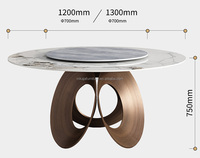 Table à manger ronde en marbre minimaliste italien pieds circulaires en métal plateau en pierre frittée ensemble de tables de salle à manger moderne et design