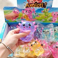 Jouet Squishy Axolotl en Maltose Pailletée, Mignon et Amusant, Anti-stress, Salamandre à Rebond Lent, Balles Anti-stress, Jouets Fidgets