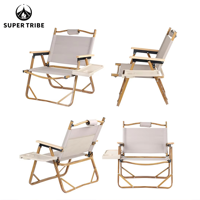 Chaise pliante d'extérieur légère et portable de haute qualité avec cadre en bois massif et en aluminium, table d'appoint pour la pêche et le pique-nique