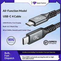 Kabel USB4 Multifungsi dengan Kecepatan Transfer 80Gbps dan Resolusi 4K. Kabel Data USB4 144Hz Dual Type-C PD 240W