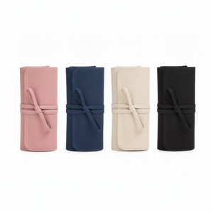 Rouleau de voyage pour bijoux en toile avec poches transparentes à fermeture éclair, porte-bagues, logo personnalisé imprimé, cadeau en gros - Product Image 4