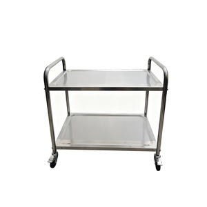 Chariot de service alimentaire commercial en acier inoxydable 304, 2 étages, grande capacité de charge, finition brossée mate, roulettes - Product Image 2