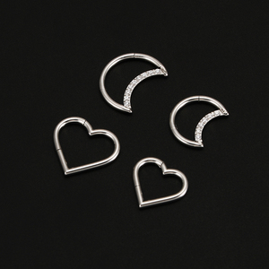 YW-anillo de acero inoxidable con forma de corazón y Luna, <span class=keywords><strong>Piercing</strong></span> para la nariz, color dorado - Product Image 3