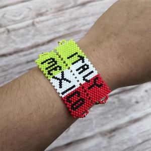 Moyamiya fait à la main drapeau national personnalisé Bracelets colorés en gros Miyuki Delica Bracelets espagnols pour cadeau avec le Mexique - Product Image 5