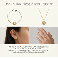 Bracelet Perle Baroque Lion Courage, Perle Naturelle Plaqué Or 18K, Cadeau Vintage, Bijou Spirituel, OEM/ODM, Faible MOQ