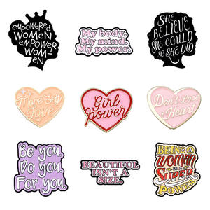 Chica Power letras esmalte pines no pierdas corazón amor propio broches insignias de solapa feminismo joyería regalo para mujeres - Product Image 6