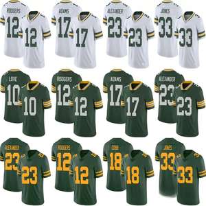 Camisa de Futebol Personalizada do Green Bay Packers # 12 Rodgers # 52 # 21 # Uniforme de Futebol Americano 87 Bordado Respirável 100% Poliéster - Product Image 1