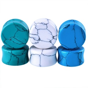 Simples pierres précieuses, bijoux pour le <span class=keywords><strong>corps</strong></span>, <span class=keywords><strong>piercing</strong></span>, magnifique pierre turquoise, 12mm, Bouchons d'oreille - Product Image 3
