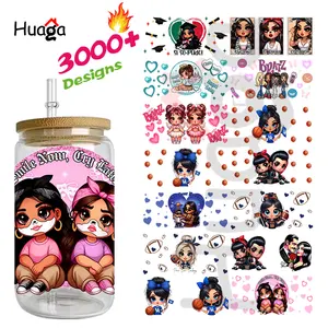 Huaga Factoroy, venta al por mayor, 3D Uv Dtf Cup Wrap, transferencias, envolturas personalizadas, calcomanías para 16oz, 20oz, Libbey Glass, 24oz, taza fría