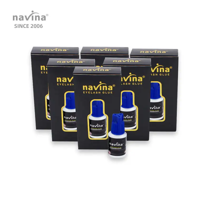 Yimart Navina10ml防水まつげエクステンション接着剤カスタマイズされたブラッククリアまつげ接着剤まつげエクステンション用