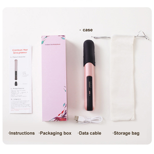Lisseur de cheveux professionnel en céramique sans fil, fer à lisser portable à chauffe rapide, avec clip, pour salon - Product Image 4