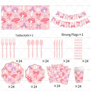 Damai Mushroom Theme Party Tableware Set <b>Disposable</b> Paper <b>Plates</b> Napkins Cups Eco Friendly Birthday Party Supplies - Product Image 4