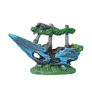 Qipuwei Fish Tank Paysage Simulation Petit <span class=keywords><strong>Bateau</strong></span>, Et Abri De Crevettes, Ornements De Décoration De Grotte, Aquarium, Cassé Su - Product Image 1