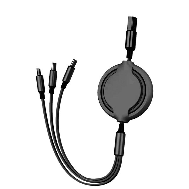 Universal Retractable 3 in 1 Type C Fast Charging Usb Cable Data Cable Flexible Data Cable for Phone/Type C/Android