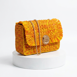 Bolso de Hombro de Paja Tejida, Mini Bolso Tote con Correa Única y Cierre de Bloqueo, Estilo Bohemio de Verano para Mujer - Product Image 5