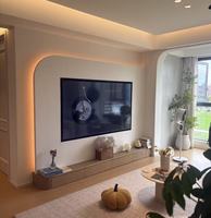 Mueble de TV Moderno de Lujo en Madera, Mueble de Pared para TV, Centro de Entretenimiento LED Personalizado, Mueble de Pared para TV para Sala de Estar, Conjunto de Muebles para Villa
