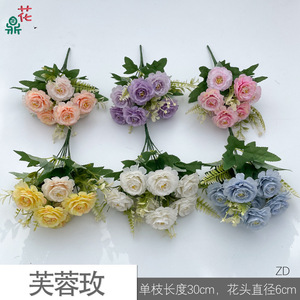 Bouquet de roses en soie, petits bouquets de fleurs artificielles pour la décoration extérieure et intérieure, style moderne, réutilisable - Product Image 2
