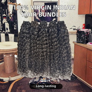 Vente en gros de mèches de cheveux vierges à 100 %, cuticules alignées, Remy, ondulation naturelle, non traitées, brutes, double trame, fournisseur indien - Product Image 2