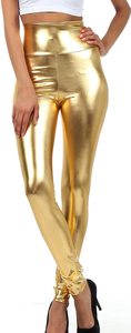 Leggings da donna a vita alta in similpelle lucida effetto bagnato - Product Image 3