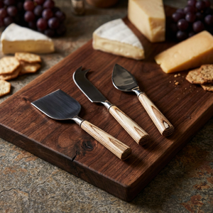 3pcs Unique Eco-Friendly Cheese Knife Tool <b>Set</b> with <b>Wooden</b> Handle Stainless Steel for Home Kitchen Cheese Pizza - Product Image 3