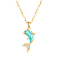 Énerginox Fashion – collier en acier inoxydable avec zircon bicolore, dauphin Patron saint de l'amour, chaîne de clavicule
