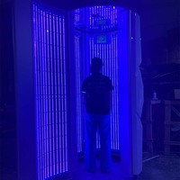 Cabine de bronzage verticale en acrylique pour salon de beauté commercial et salle de sport, étanche IPX3, avec trappe noire
