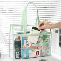 Sac fourre-tout transparent en PVC, grande taille, imperméable, double couche, avec poignée, pour l'école, le bureau, les voyages