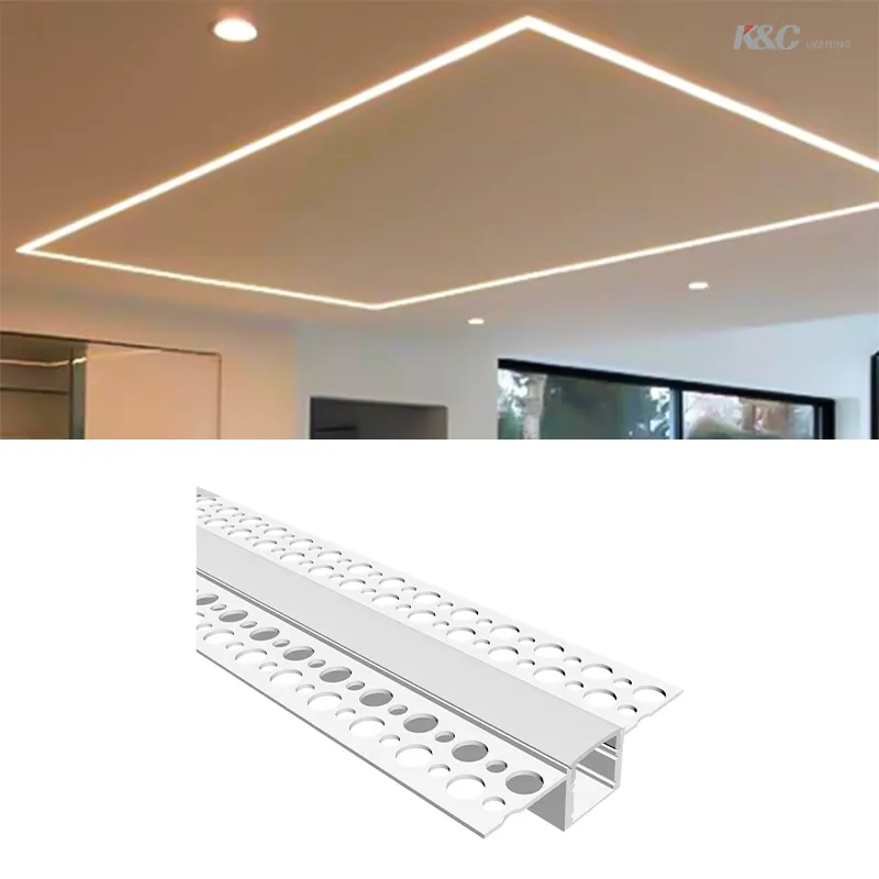 Tiras de iluminación personalizadas para Barra de techo, 1m, 2m, 3m, canal de aluminio empotrado, yeso de pared de yeso en perfil led de aluminio