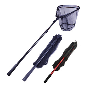 Foldable Aluminum Alloy Landing <b>Net</b> 1.1M 1.6M 1.8M 2.1M 2.3M Black For Fishing With <b>Net</b> <b>Bag</b> - Product Image 1