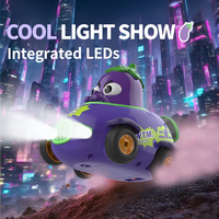 Voiture télécommandée miniature 2.4G pour enfants, série légumes dessin animé (Aubergine), avec éclairage, pour intérieur, cascades à 360 degrés
