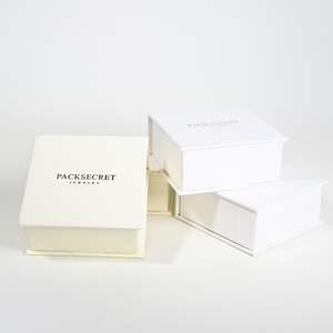 PackSecret MOQ 1Piece Custom Logo Beige <b>Book</b> Type Jewelry Gift Boxes Magnetic Closure Jewelry <b>Box</b> with Foam - Product Image 3