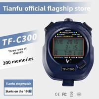 Tianfu TF-C300 Stopwatch Kronograf Tiga Baris 300-Lap Bahan ABS Tahan Air Desain Anti-Selip Penghitung Waktu Mundur