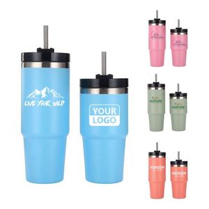 แก้วน้ำสแตนเลสขนาด 20 ออนซ์ 30 ออนซ์ แก้วกาแฟเก็บความร้อนสุญญากาศ  แบบพกพาสำหรับเดินทาง  ออกแบบโลโก้ได้ตามต้องการ แก้วน้ำสำหรับเดินทางในรถยนต์ - Product Image 1