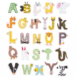 Interesting Embroidery 26 Animals Letters Sets Iron On Kids Garment Patches